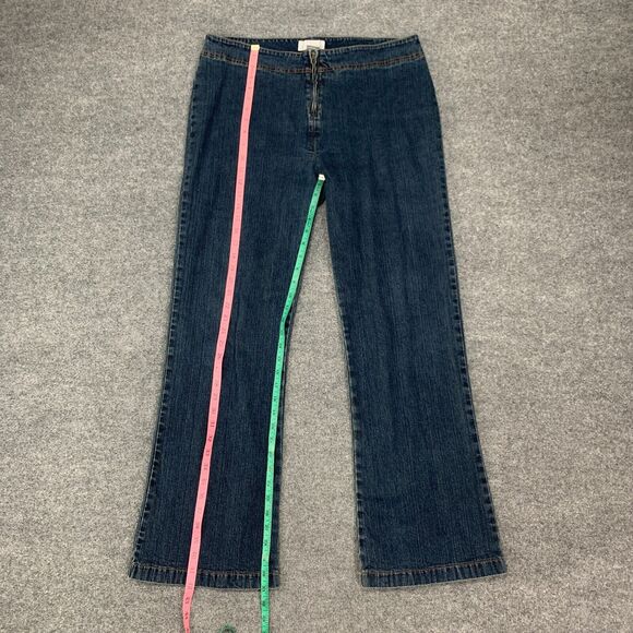 Vintage Soft Surroundings Denim Trousers Women L Large Retro Zip Front Wide Leg - Picture 7 of 13